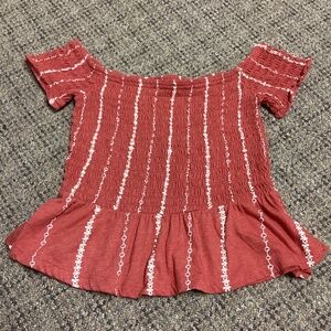 Aeropostale Terracotta Rust Colored Stretch Off the Shoulder Top * Juniors Small